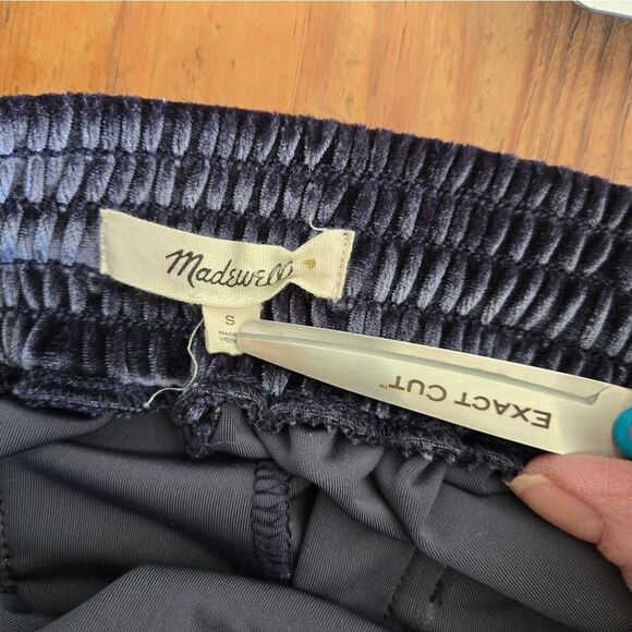 Madewell Dark Blue Velvet Cropped Lounge Pants - Picture 6 of 7